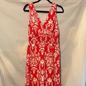 Merona Coral and White Patterned Cotton Maxi Dress